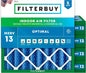 Filterbuy 13.25x13.25x4 Air Filter MERV 13 Optimal Smoke & Allergy Defense by Filterbuy