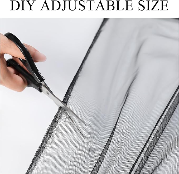 Extra Wide Outdoor Curtains Waterproof Black Voile Mesh Screen Lightweight - Image 5