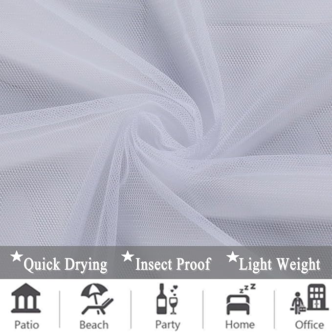 10 x 10 ft Outdoor White Tulle Backdrop Curtains Waterproof Voile Sheer Screen - Image 7