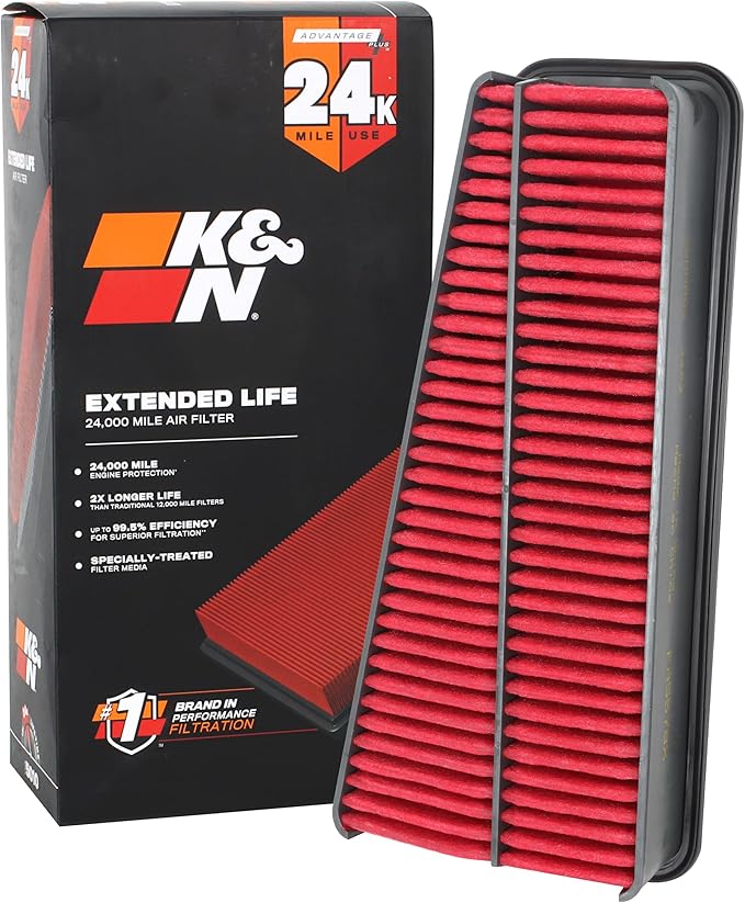K&N Engine Air Filter: Extended Life 24, 000 Mile Replacement Air Filter: by KNEngineeringInc