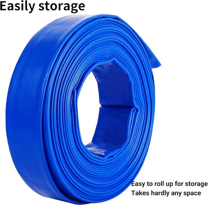 2" x 100 FT Pool Backwash Hose Blue Heavy Duty Reinforced PVC Lay Flat Water - Image 6
