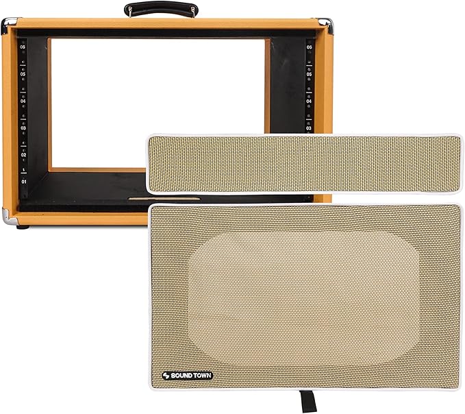 Sound Town Vintage 6U Amp Rack Case, 12.5" Depth with Rubber Feet, Dust Cover, Kickstand, Orange (STVRC-6OR)