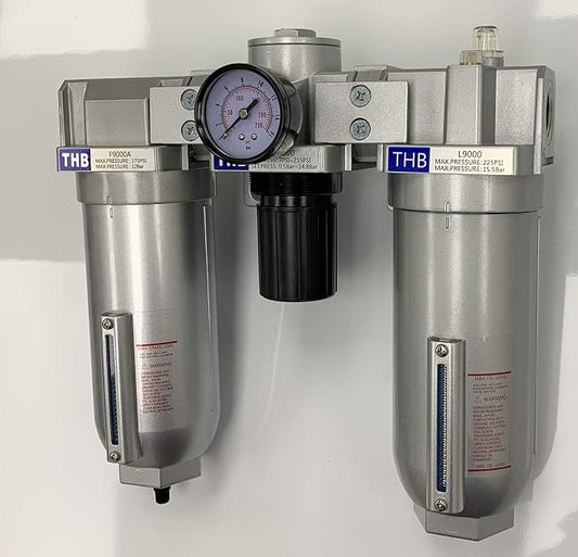 HEAVY DUTY INDUSTRIAL RATED 3 STAGE COMBINATION FILTER REGULATOR LUBRICATOR AIR by THB