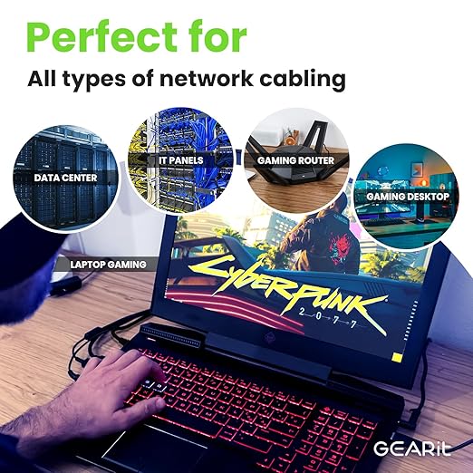 GEARit Cat 6 Ethernet Cable Pack - 20-Pack 3 ft Cat6 Ethernet Patch Cables | RJ45 Network Patch Cable, 10 Gbps Snagless Gold-Plated Connectors - Ethernet Cable Cat 6 for PC, TV, Router - Black