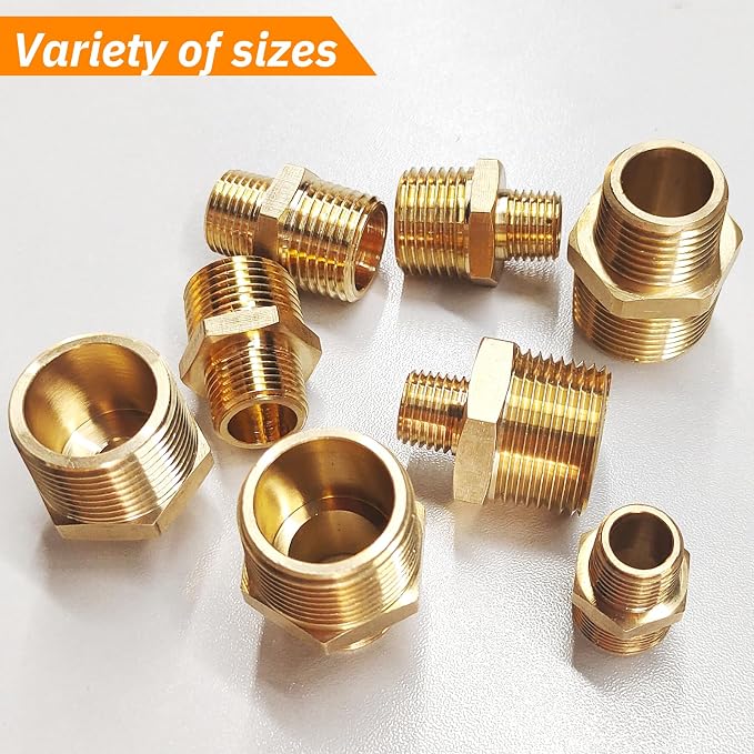 2pcs 1/4" NPT x 1/8" NPT Brass Nipple, 1/4 to 1/8 Adapter Fitting Reducing - Image 7