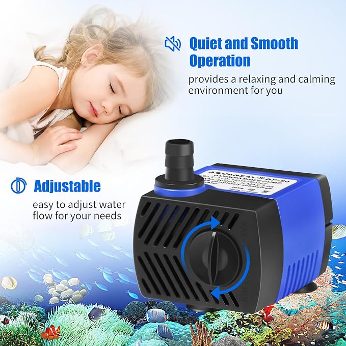 AQUANEAT Small Fountain Pump, 80 GPH Mini Submersible Water Pump - Image 3