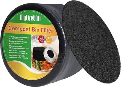 MyLifeUNIT 16 Pack Compost Bin Filter, Kitchen Compost Pail Charcoal Filter by MyLifeUNIT
