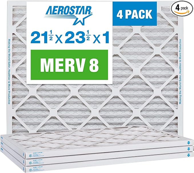 Aerostar 21 1/2x23 1/2x1 MERV 8, Pleated Air Filter, 21 1/2 x 23 1/2 x 1 by AirFiltersDelivered