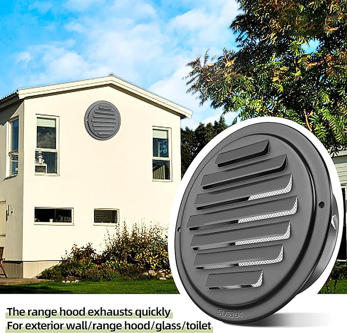 3inch 304 Stainless Steel Air Vents, Louvered Grille Cover Vent Hood Flat - Image 6