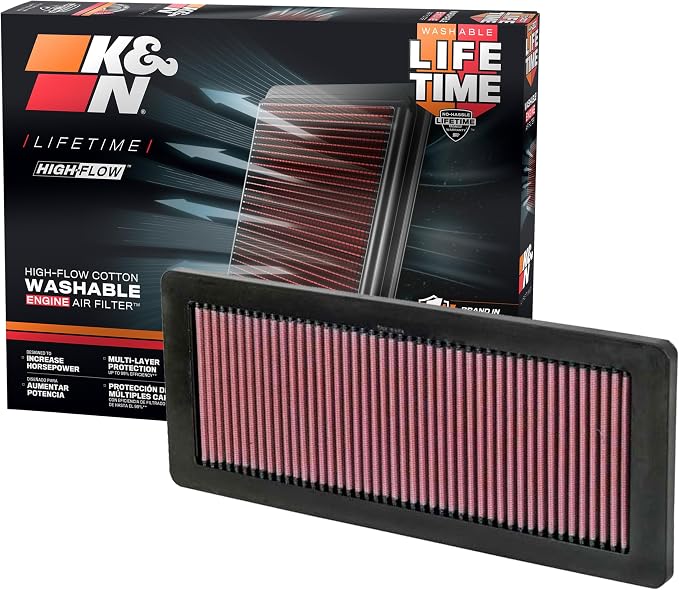 K&N High-Flow Original Lifetime Engine Air Filter: Increase Power: Premium by KNEngineeringInc