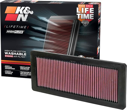 K&N High-Flow Original Lifetime Engine Air Filter: Increase Power: Premium by KNEngineeringInc