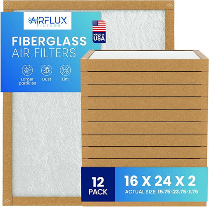 Fiberglass Air Filter -16x24x2Air Filter 12 Pack by Unknown
