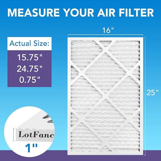 LotFancy 16x25x1 Air Filter MERV 11 6-Pack, Electrostatic Pleated AC Furnace - Image 2