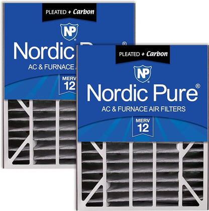 Nordic Pure 20x25x5 Air Bear Air Filter Replacement MERV 12 Pleated + Carbon 2 by NordicPure