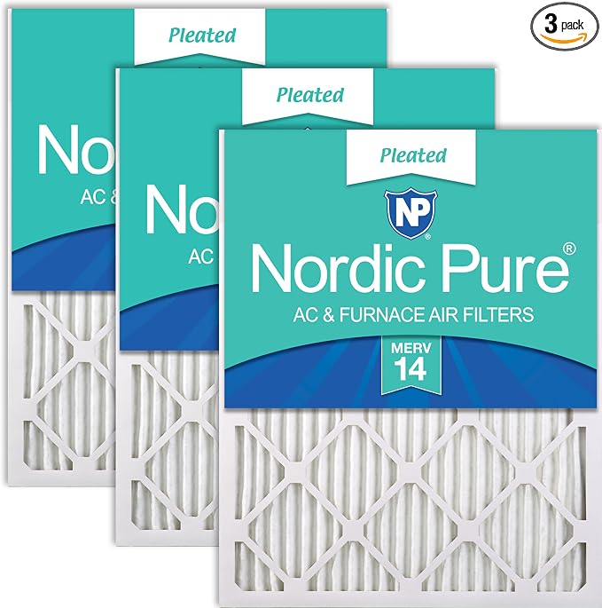 Nordic Pure 20x20x1 Pleated MERV 14 Air Filters 3 Pack by NordicPure