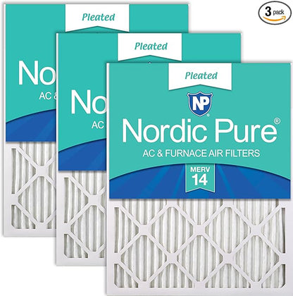 Nordic Pure 14x30x1 Pleated MERV 14 Air Filters 3 Pack by NordicPure