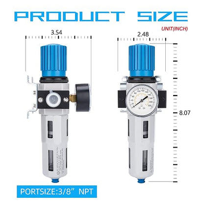 NANPU 1/2" NPT High Pressure Compressed Air Filter Regulator Water/Oil Trap - Image 3