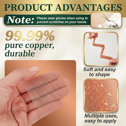 Therwen 24 Inch x 20 ft Copper Mesh Screen 99.9% Pure Copper 40 Mesh Roll Wire - Image 3