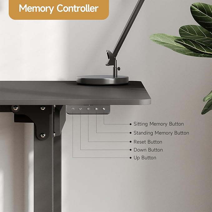 ONBRILL Standing Desk, 63x30 Inches Rectangle Stand Up Desk with 4 Legs, Dual Motor and Memory Controller, Adjustable Height from 28-46 Inches for Home and Computer Workstation, Black