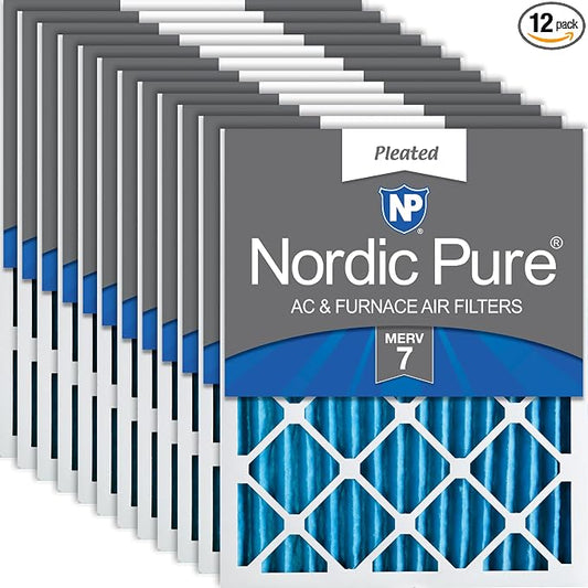Nordic Pure 16x20x2 Pleated MERV 7 Air Filters 12 Pack by NordicPure