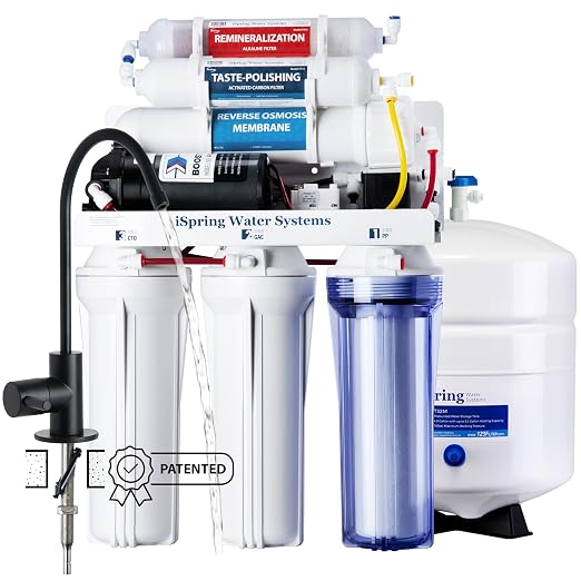 iSpring RCC7P-AK-BLK, 6-Stage Alkaline Reverse Osmosis System by iSpring