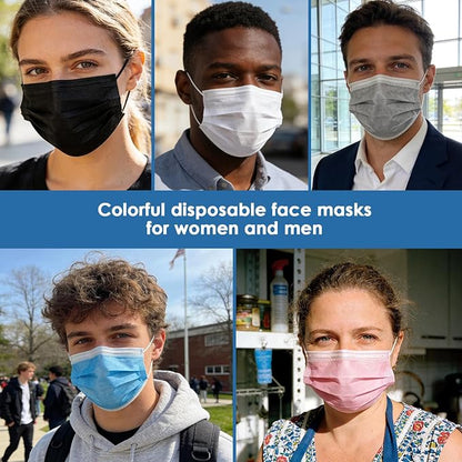 NNPCBT 5 Color Disposable Face Masks 100 Pack, 3-Ply Breathable Mask - Image 5