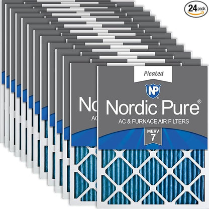 Nordic Pure 20x25x1 Pleated MERV 7 Air Filters 24 Pack by NordicPure