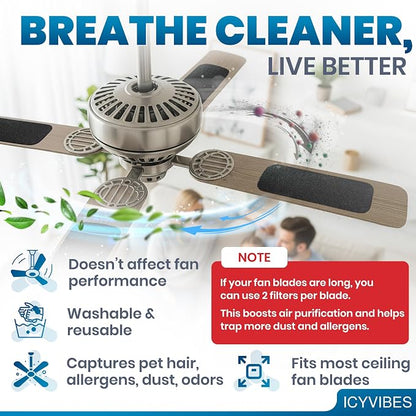 Premium Ceiling Fan Filters for Blades -10 PCS Activated Carbon Air Purifier - Image 8