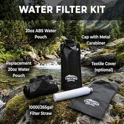 2-Pack Tactiko Survival 20oz/600ml Filtered Water Bottle Kit - Image 2