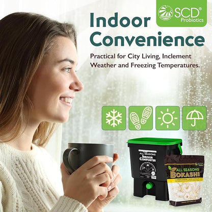 All Seasons Indoor Composter Starter Kit – 4.4 Gallon Black Organko Compost Bin - Image 3