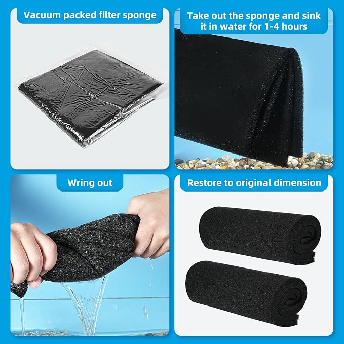 AQUANEAT 2 Pack Aquarium Bio Sponge Filter Media Pad Cut-to-Size Open Cell Foam - Image 6