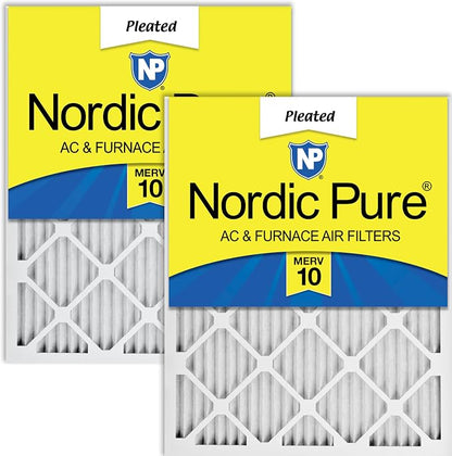 Nordic Pure 20x20x1 Pleated MERV 10 Air Filters 2 Pack by NordicPure