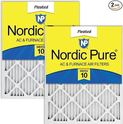 Nordic Pure 16x30x1 Pleated MERV 10 Air Filters 2 Pack by NordicPure