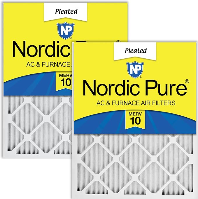 Nordic Pure 12x24x1 Pleated MERV 10 Air Filters 2 Pack by NordicPure