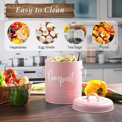 Compost Bin Kitchen, 1.3 Gallon Farmhouse Kitchen Compost Bin Countertop - Image 4