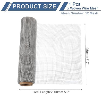 uxcell 12 Mesh 79" x 10" Woven Wire Mesh, 316 Stainless Steel Air Vent Filter - Image 2