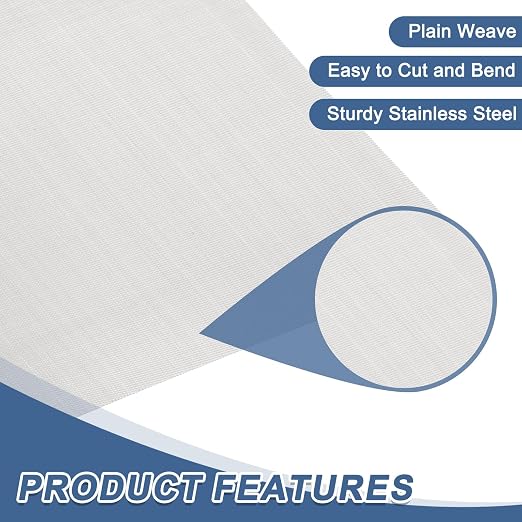uxcell 120 Mesh 79" x 16" Woven Wire Mesh, 304 Stainless Steel Air Vent Filter - Image 3