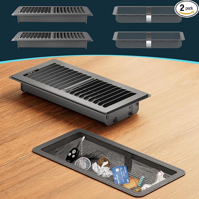 Floor Register 4 x 10 Inch, HG Power 2 Pack Heavy Duty Floor Vent Covers by HGPOWER