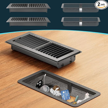 Floor Register 4 x 10 Inch, HG Power 2 Pack Heavy Duty Floor Vent Covers by HGPOWER