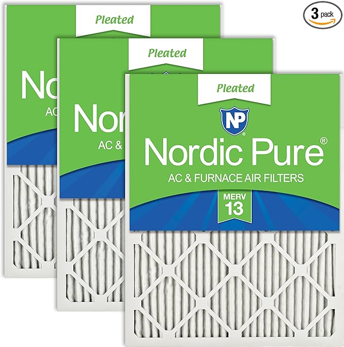 Nordic Pure 20x20x1 Pleated MERV 13 Air Filters 3 Pack by NordicPure