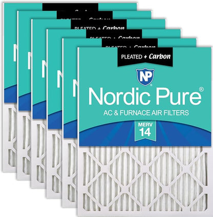 Nordic Pure 20x20x1 Pleated Air Filters MERV 14 Plus Carbon 6 Pack by NordicPure