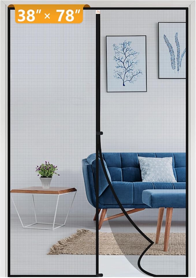 Yotache Magnetic Screen Door Fits Door Size 38 x 78, Screen Size 40" x 79" Door Screen Magnet for Walk Through Sliding Door Black