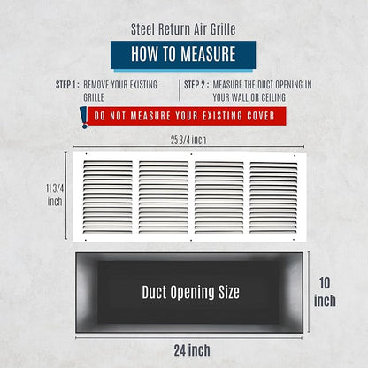 Fits 24x10 Duct Opening | Steel Return Air Grille by Handua | Vent Cover Grill - Image 2