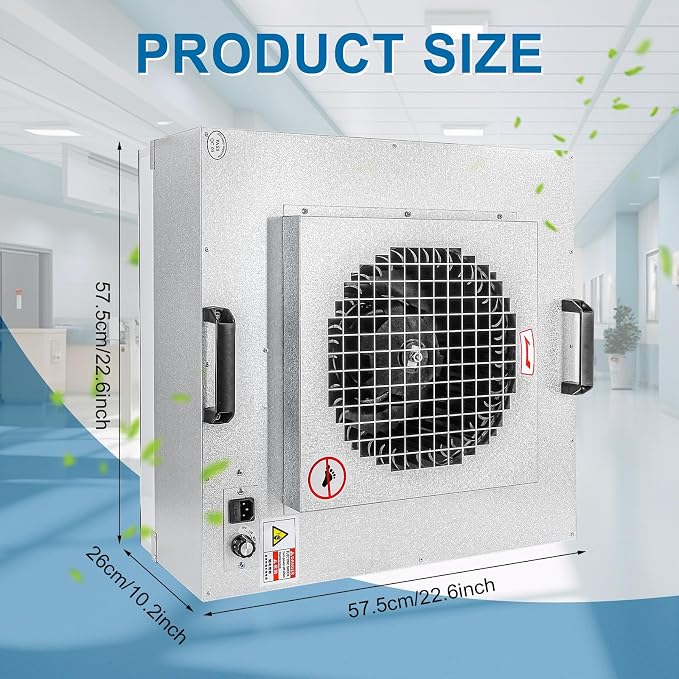Professional HEPA Laminar Flow Hood, H14 High Efficiency Filter, 22.6x22.6x10.2 - Image 2