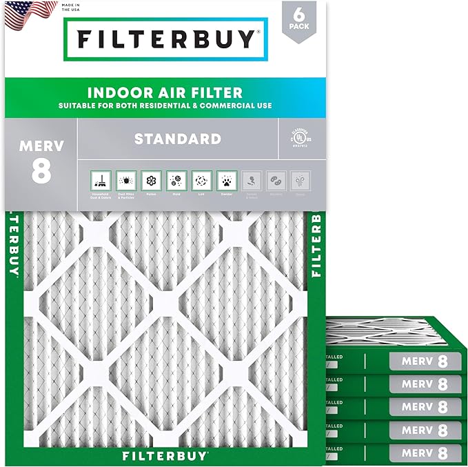Filterbuy 19.88x21.5x1 Air Filter MERV 8 Essential Dust & Allergy Defense by Filterbuy