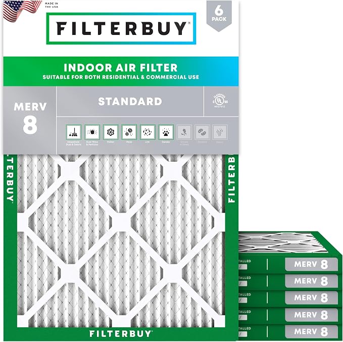 Filterbuy 20x27x1 Air Filter MERV 8 Essential Dust & Allergy Defense, by Filterbuy