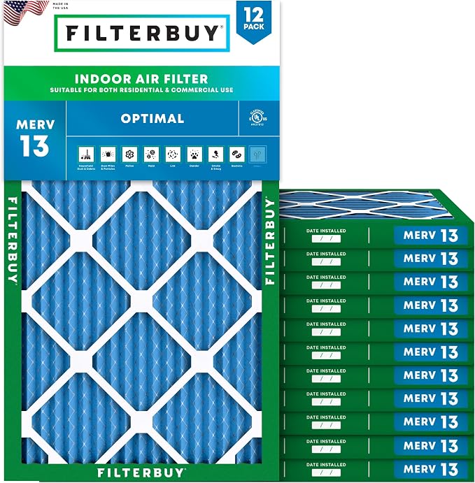 Filterbuy 13x25x1 Air Filter MERV 13 Optimal Smoke & Allergy Defense, by Filterbuy