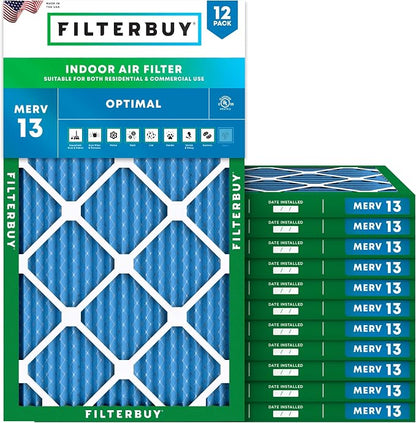 Filterbuy 13x25x1 Air Filter MERV 13 Optimal Smoke & Allergy Defense, by Filterbuy