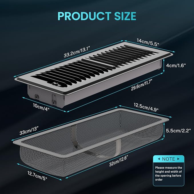 Floor Register 4 x 12 Inch, HG Power 1 Pack Heavy Duty Floor Vent Covers - Image 4