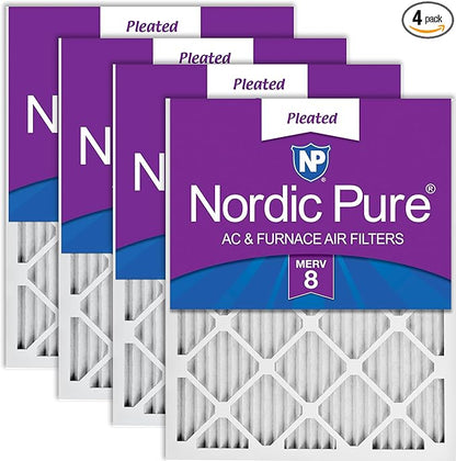 Nordic Pure 16x30x1 Pleated MERV 8 Air Filters 4 Pack by NordicPure